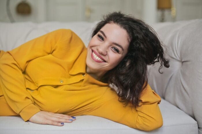woman smiling with teeth