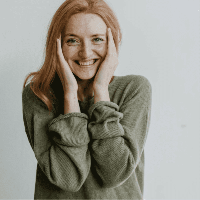woman feeling happy and smiling