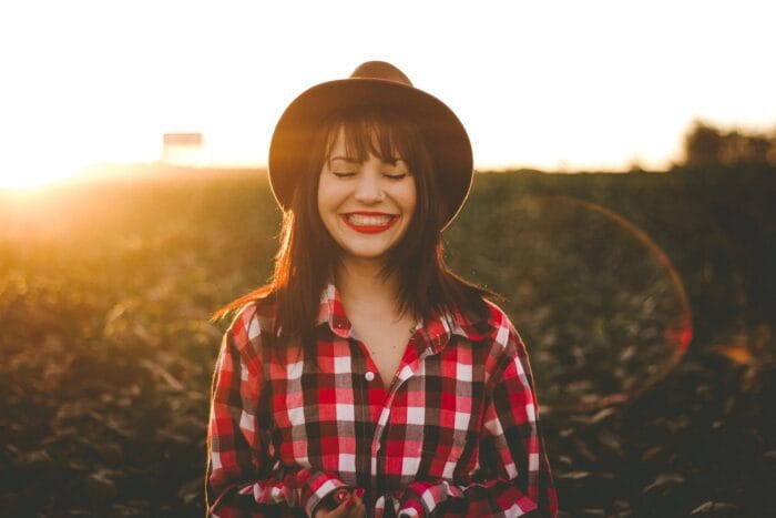 woman smiling wide