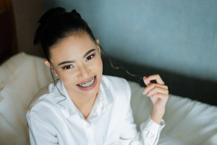 woman wearing braces
